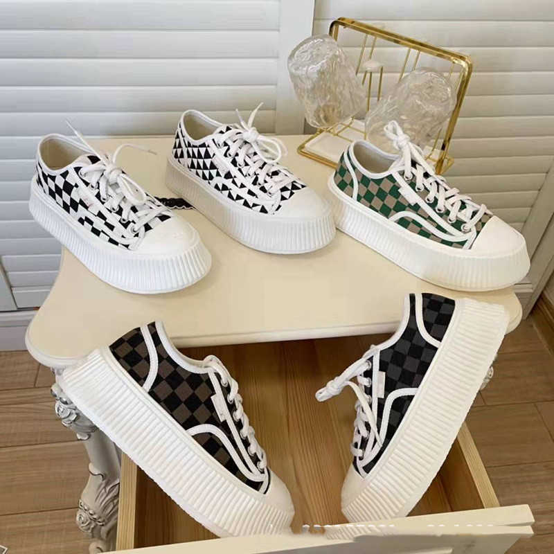 

Shoes Small fragrant canvas shoes for women in spring and summer of 2023 New style checkerboard thick sole biscuit shoes sponge cake sole lace up, Black and white squares