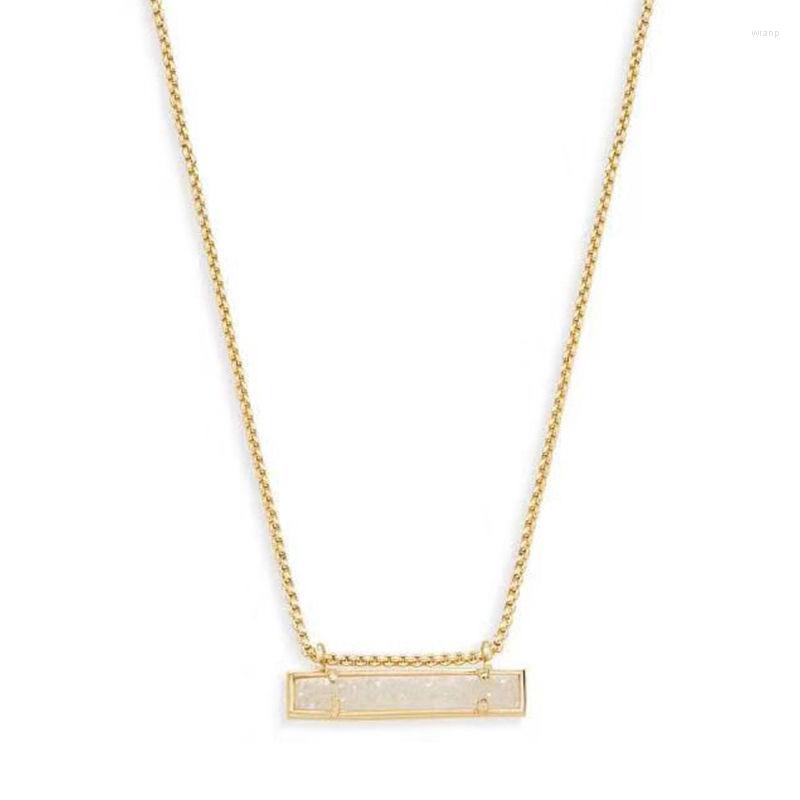 

Pendant Necklaces Elegant Simple Gold Color Bar Necklace White Stone For Women Clavicle Chain Fashion Jewelry Lover's Gift