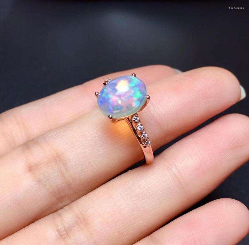 

Cluster Rings Arrival Natural And Real Opal Ring Wedding Engagement For Women 925 Sterling Silver