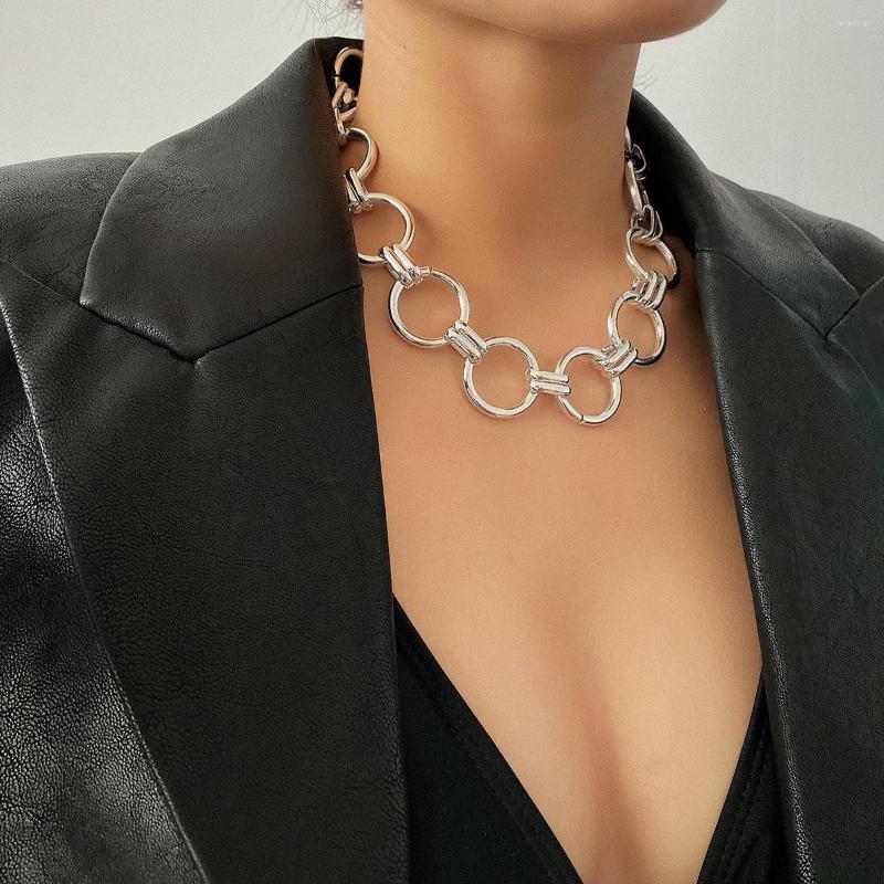 

Choker 2023 Grunge Exaggerated Personality Circle Creative Chain Fashion Accessories Simple Punk Geometric Ring Set Necklace Female