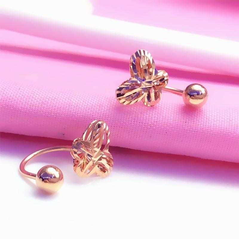 

Charm Band Rings Mrs. Jewelry Russian new 18k color screw butterfly ear bend fashion versatile two 585 purple gold earrings