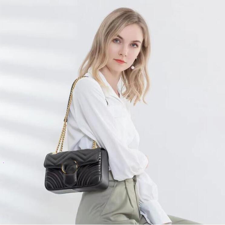 

Postman bag Top Quality Famous brand women designer Shoulder bag leather chain bag Cross body Pure color womens handbag crossbody bag purse, Black