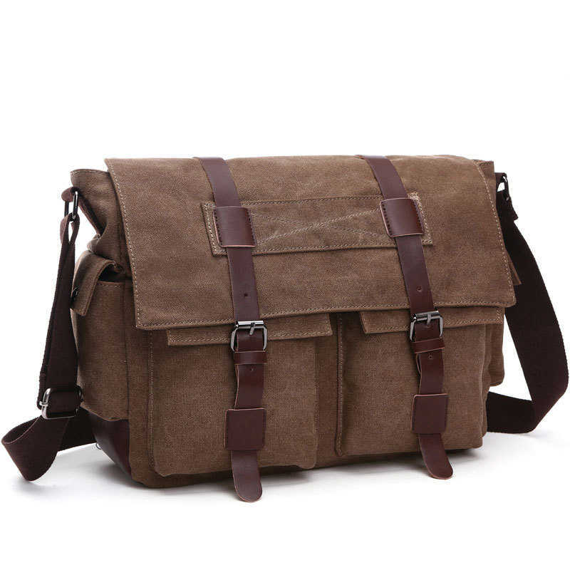 

Shoulder Bags Men Business Messenger Bags for Men Shoulder Bag Vintage Canvas Crossbody Pack Retro Casual Office Travel Bag 230210, Khaki small