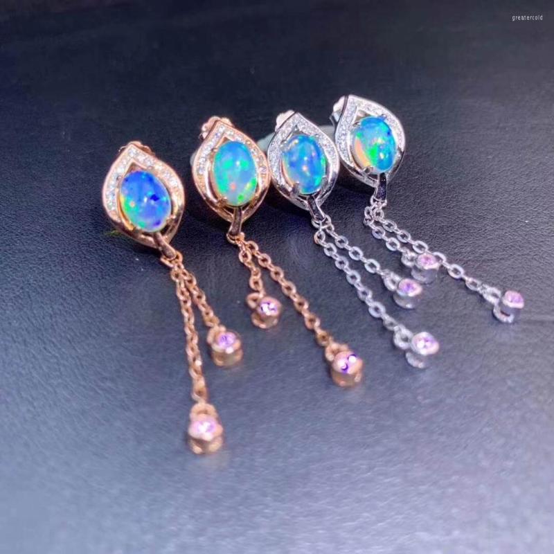 

Stud Earrings NATURAL ETHIOPIAN WELO FIRE OPAL CABOCHON Earring 925 Silver 5x7mm