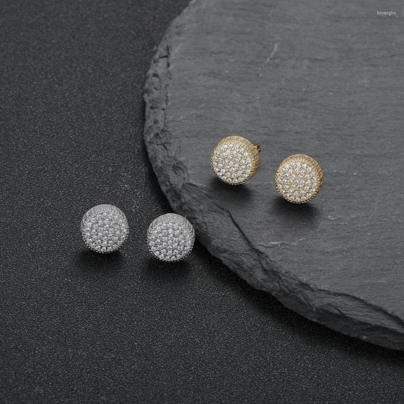 

Stud Earrings Bling Fashion Hip Hop Brass Round Iced Out E042