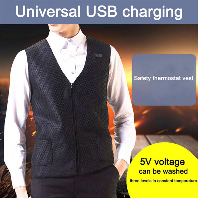 

Men's Vests USB Charging Heating Jackets Unisex 5 Large Areas Smart Dual-control Self-heating Vest Winter Warm Thermal Clothes, Single-control m