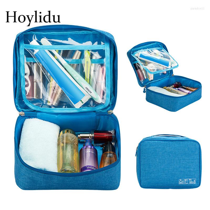 

Cosmetic Bags Portable Travel Waterproof Polyester Multifunctional Makeup Bag Women Large Capacity Multi-layer Toiletry Pouch, Black