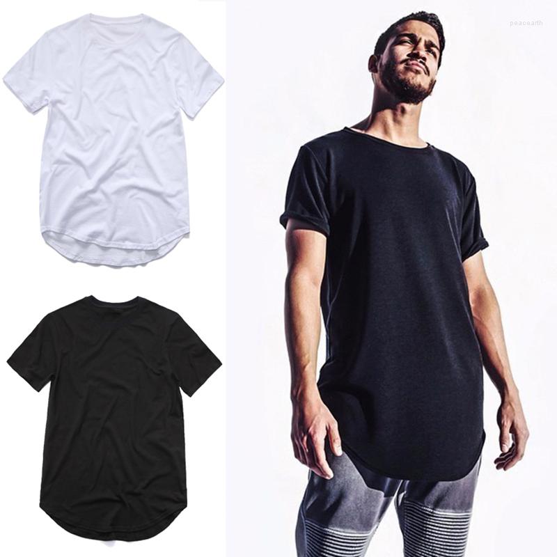 

Men' T Shirts Men Shirt Solid Colors Casual Hip Hop Curved Hem T-shirt Fashion Streetwear Clothing Male O-neck Tee, Black