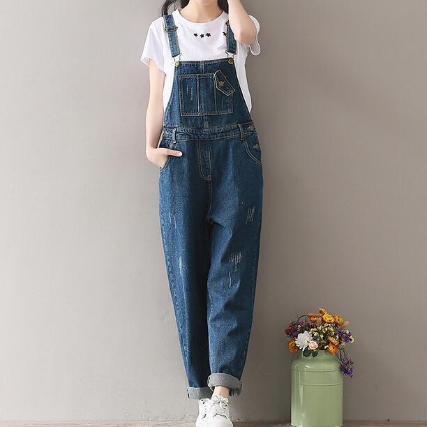 

Women' Jumpsuits & Rompers 2023 Summer Jeans Women Jumpsuit Denim Romper Overalls Long Trousers Vaqueros Basic Pants Wide Leg AH714, Blue
