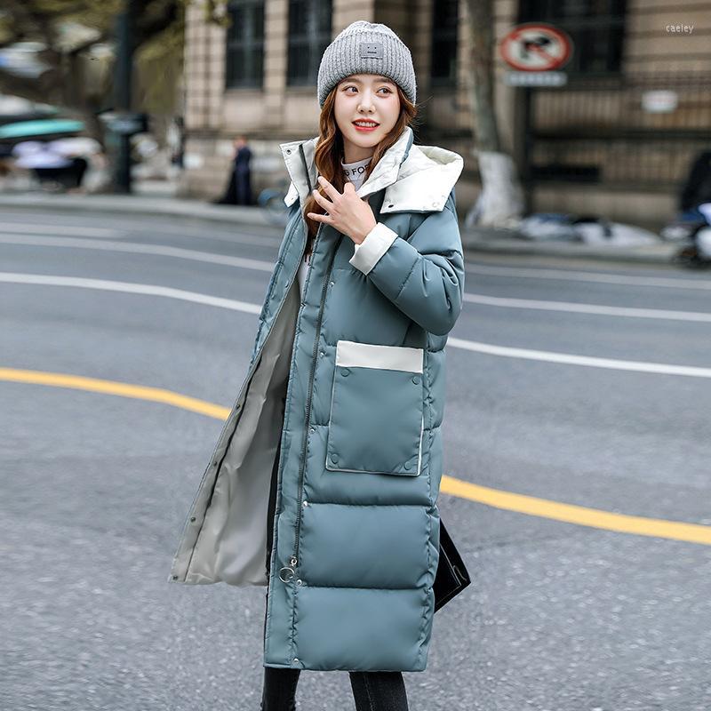 

Women' Trench Coats Retro Women Solid Thicken Warm Padded Coat Winter Fashion Long Down Cotton Zipper Jacket Ladies Casual Loose Hooded, Black