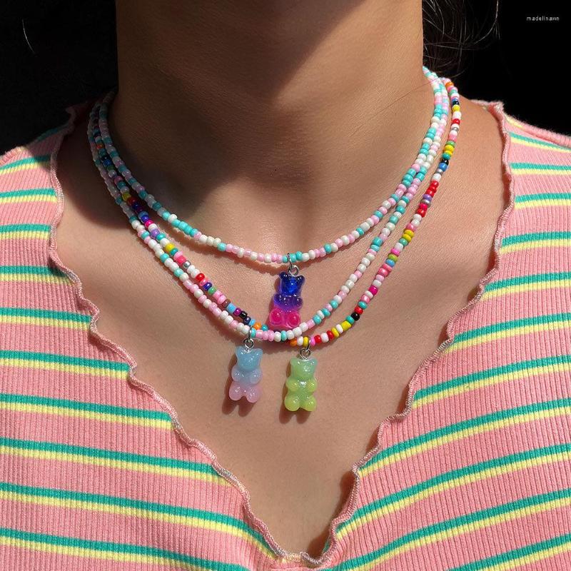 

Chains 2023 Fashion Beach Jewelry Boho Handmade Diy Colorful Beaded Necklace For Women Simple Butterfly Pendant Choker Accessories