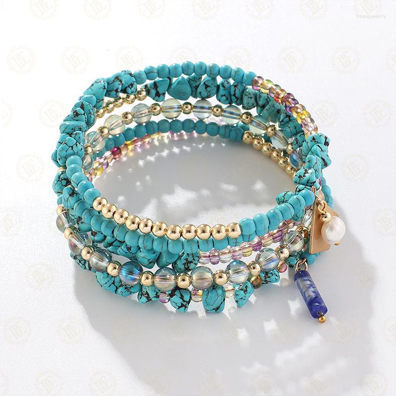 

Strand One Semi-Precious Synthetic Stone Glass Beads And Gold Plated Brass Memory Wire Bracelet (BE1143)
