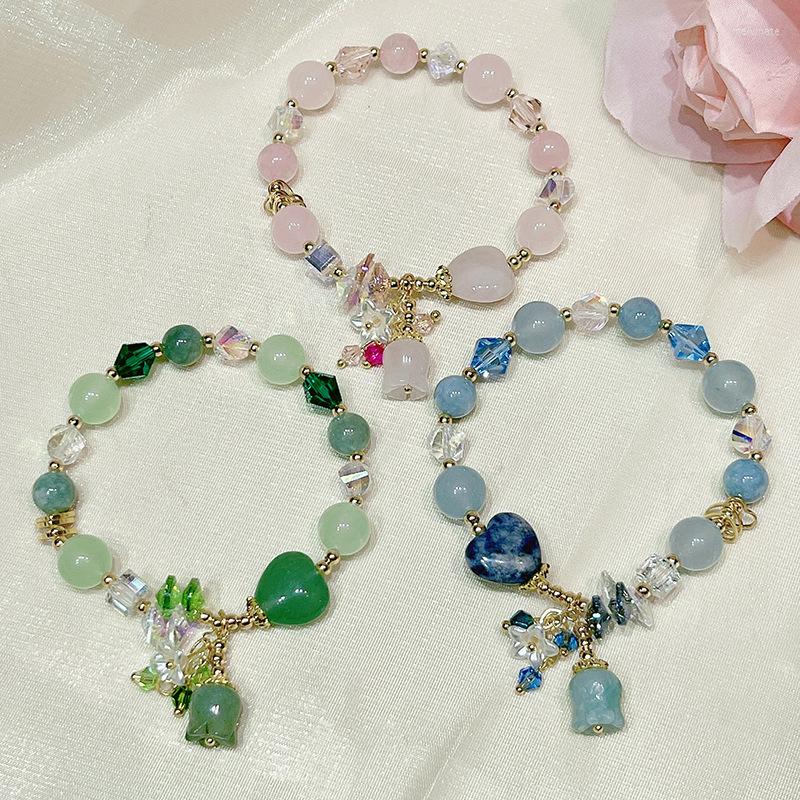

Bangle Stretch Crystal Natural Stone Lily Beads Bracelet Buckle Lucky Bracelets
