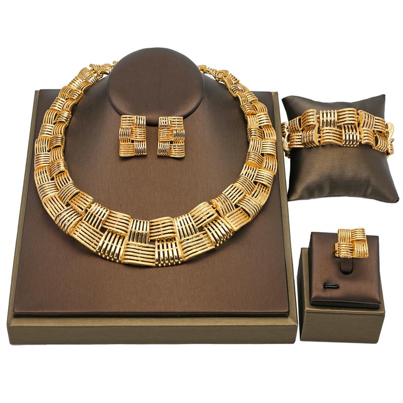 

Necklace Earrings Set & 2023 Fashion African Woman Custome Nigeria Wedding Brand Dubai Gold Wholesales, Picture shown