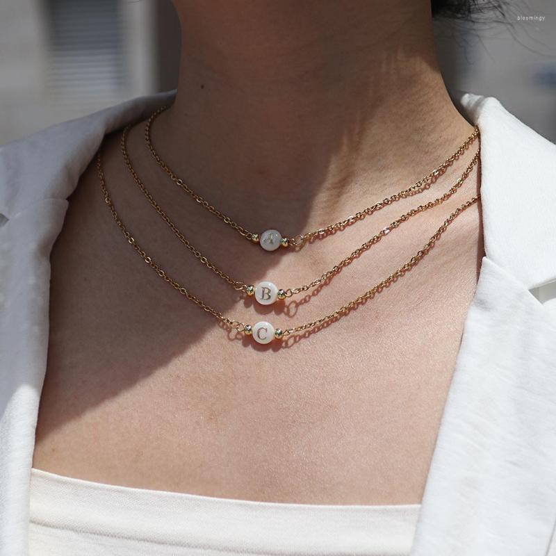 

Pendant Necklaces 2023 Fashion Dainty Initial Letter Necklace Women Classic Simple Stainless Steel Chain For Jewelry Gift