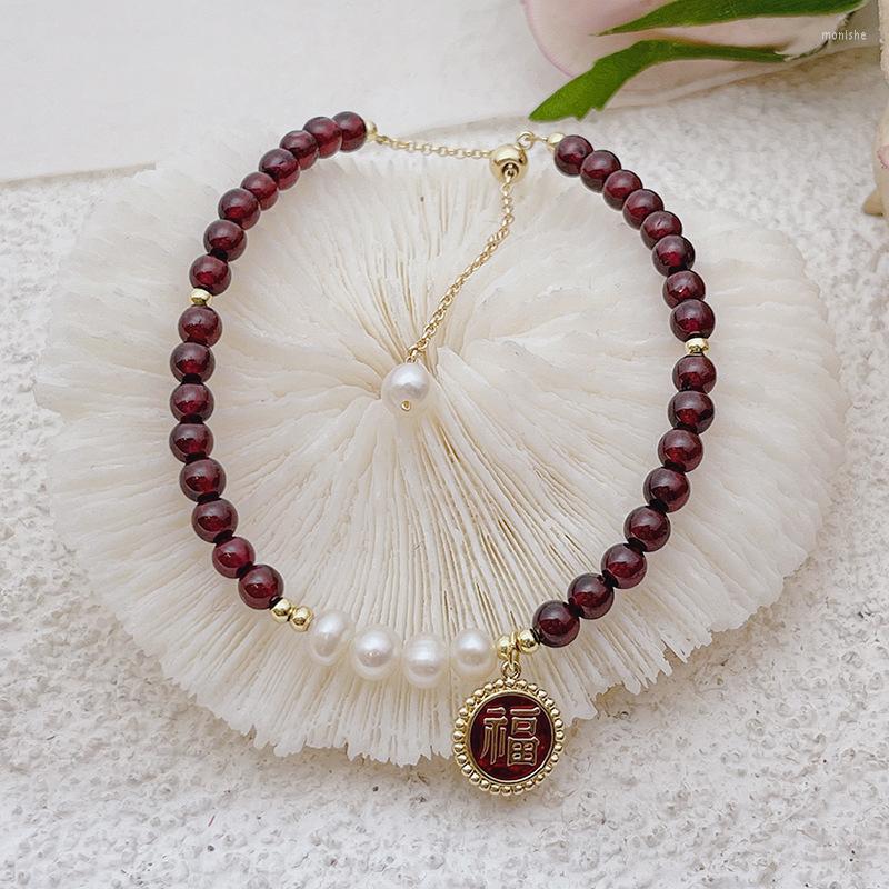 

Bangle Garnet Bracelet National Style Design Buckle Lucky Bracelets Women Jewelry