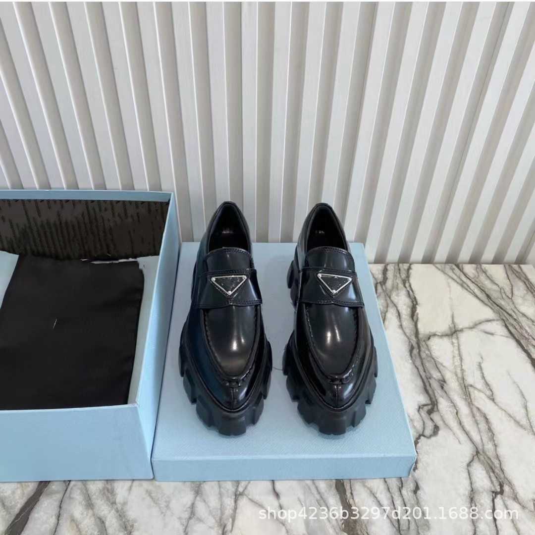 

Shoes Home P's triangle dentate thick sole Lefu shoes 2023 new British style small leather shoes casual single shoes, Black tip