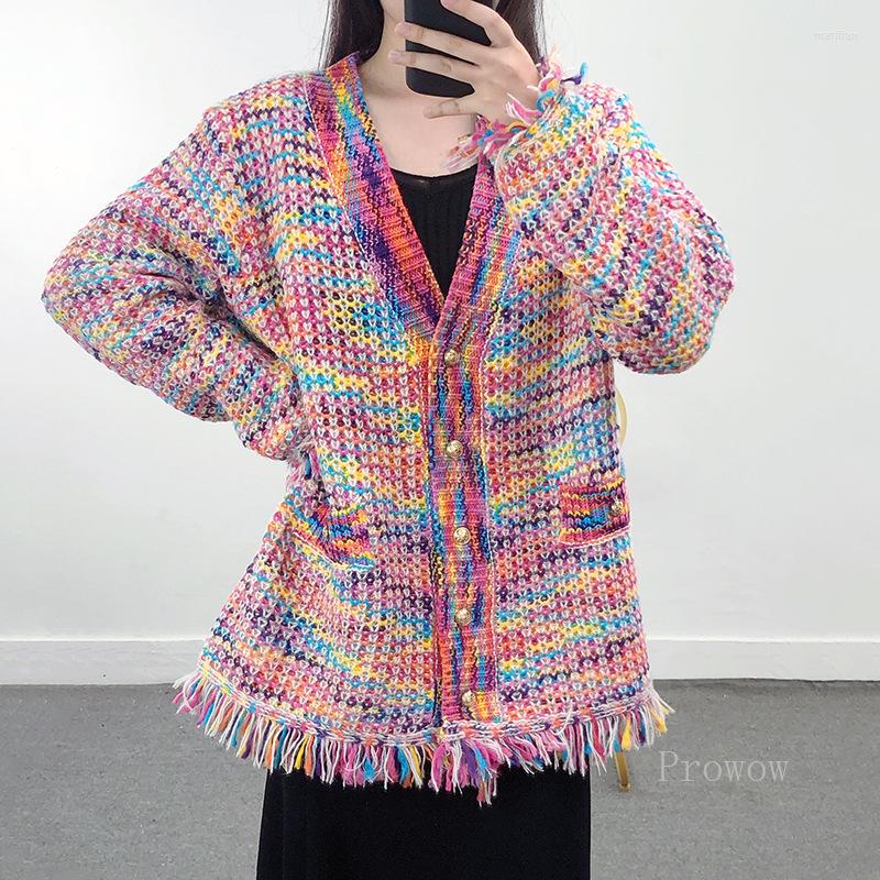 

Women' Knits Fashion Plus Size Cardigan Long Women Fancy Colors Knit Carigan 2023 Fall Winter V Neck Single Breasted Tassel Hem Sweater, Multi
