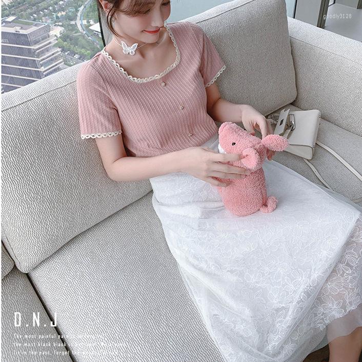 

Work Dresses 2023 Casual Female Suits Solid Square Collar Short Sleeve Tops And High Waist Skirt Fashion Ladies Two Piece Set Outfit Q188