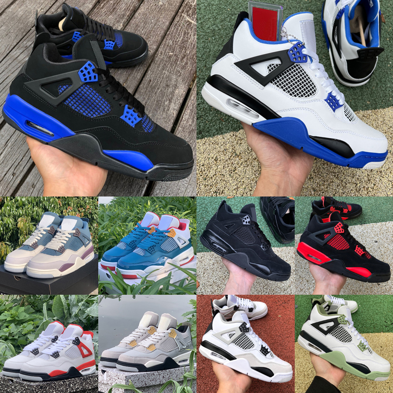 

2023 men women basketball shoes Jumpman 4 4s Military Black Cat Red Thunder Sail University Blue White Oreo Fire Pure Money Midnight Navy mens sneakers, As photo 37