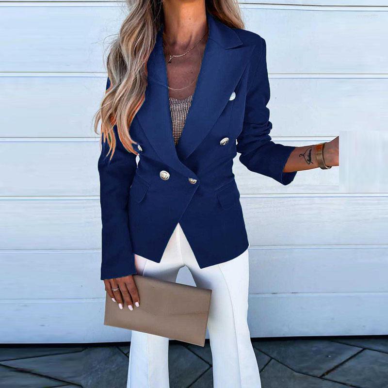 

Women's Jackets 2023 Fashion Slim Long Sleeve Jacket Autumn Winter Women Casual Solid Blazer Top Elegant Turn-Down Collar Buttoned Suit Coat, 04 rose red