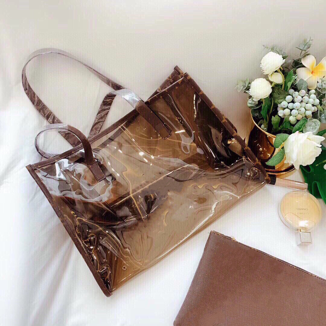 

Clear Jelly Tote PVC Shopping Bags with Handles and Little Accessories Pouch Designer Women Summer Sporty Beach Bag