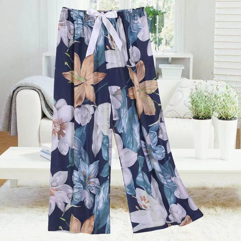 

Women's Sleepwear Women's Pants Home Clothes Summer Shorts Flower Print Wide Leg Trouser Suits Large Size Sleep Bottoms Lounge Wear, N266-black-freesize