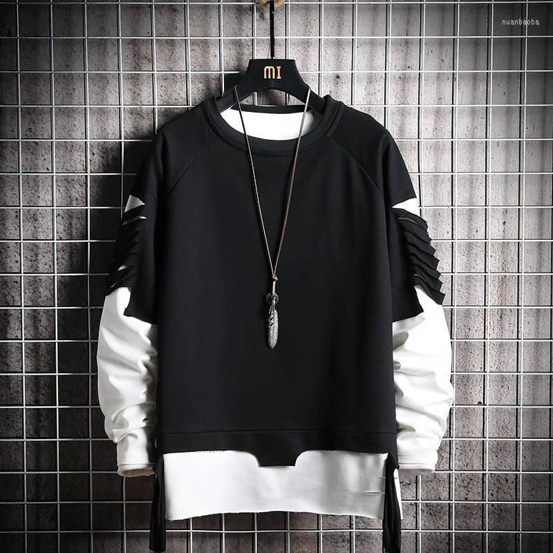 

Men's Hoodies Solid Hip Hop Men High Street Pullover Sweatshirt Males Fashion Autumn Hole Hoodie Streetwear Funny Harajuku Tops