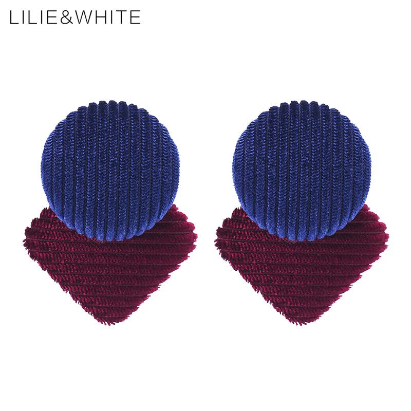 

Stud Earrings LILIE&WHITE Vintage Round Square Fabric Button Big Geometric Women Jewelry Christmas Gift HF
