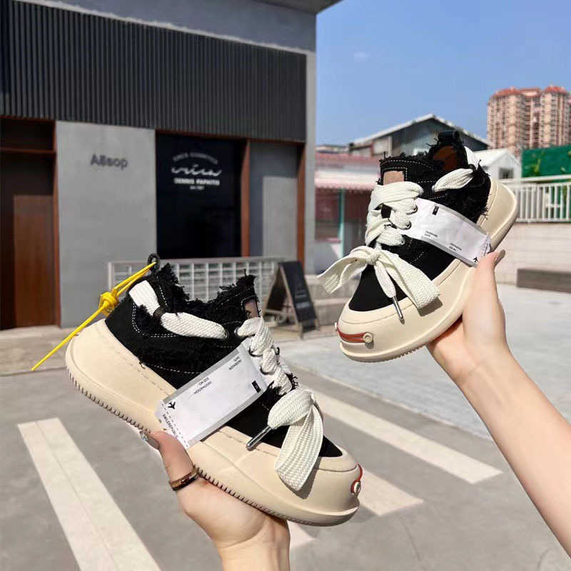 

Shoes Tan Jianci's same open smile canvas shoes (men's 2023 summer new letters) flanging versatile lovers' leisure shoes, Black