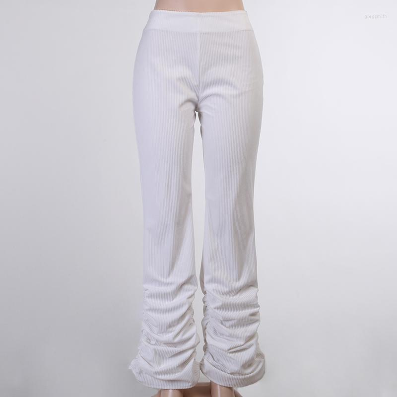 

Women' Pants 2023 Women' High Waist Hem Pleated Full Length Pant Casual Elegant White Trousers Autumn Streetwear Pencil