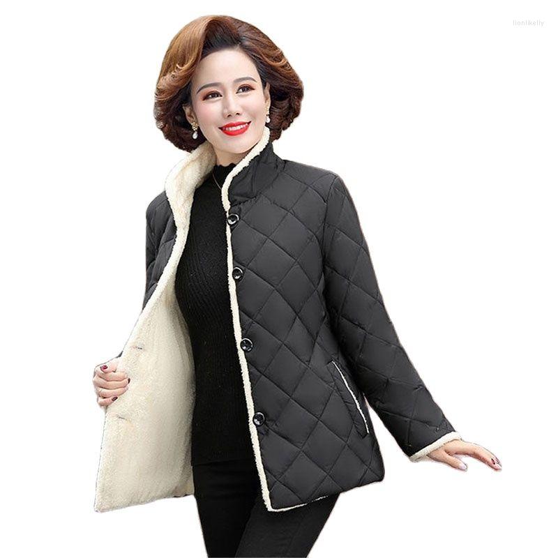 

Women's Trench Coats Female Cotton Coat Winter Clothes Short Middle-Aged Add VelvetThicken Ladies Jacket Women's Warm Outerwear, Black
