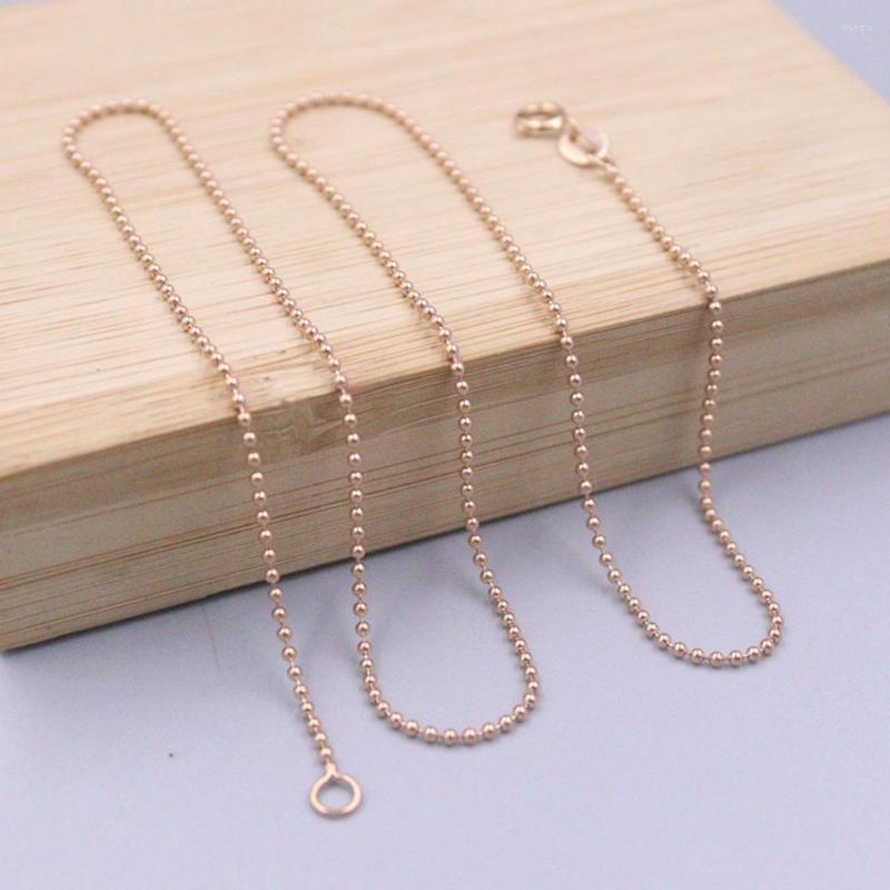 

Chains Au750 Pure 18K Rose Gold Necklace 1.1mmW Smooth Beads Chain Link 15.7"L