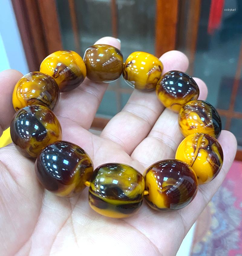 

Strand Huge Certificate 20 21mm Natural Amber Beeswax Bracelet 7.5"