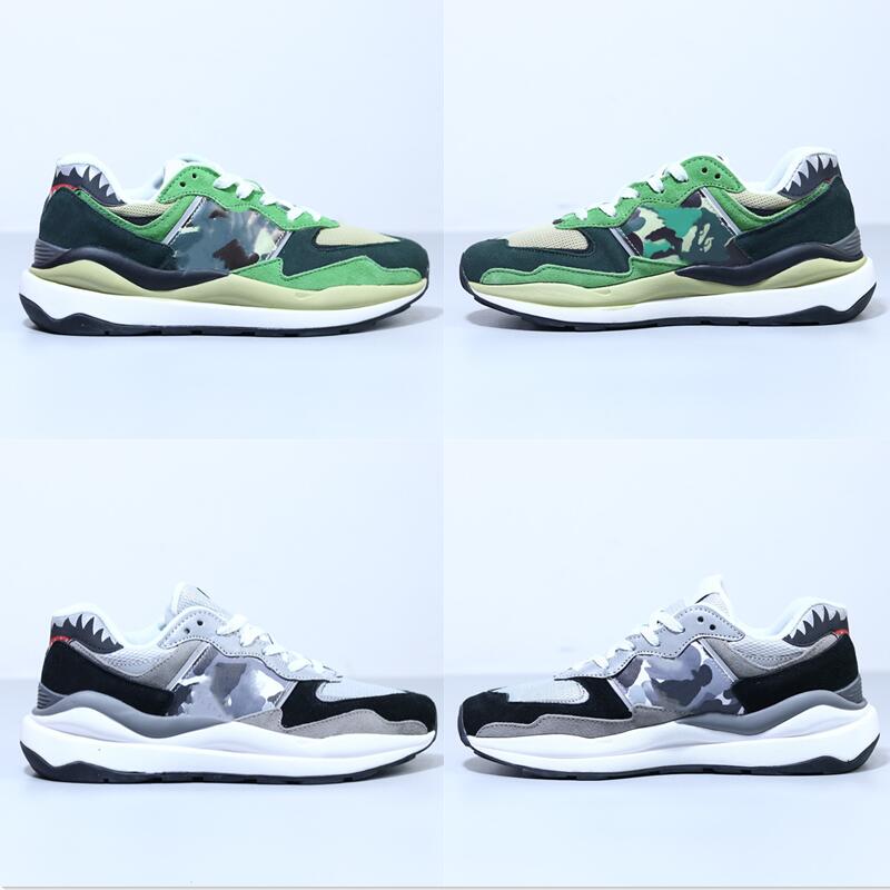 

5740 Green Running Shoes Grey Sneaker Suede Coating Brown Mesh Camouflage Printing, 1-green