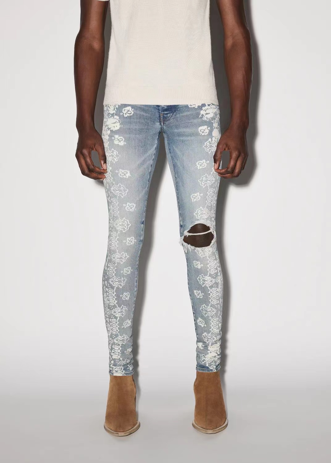 

2023 new model luxury Mens distressed ripped skinny designer jeans ~ US SIZE 28-38 jeans ~ high quality slim motorcycle moto biker causal denim pants hip hop jeans, Multi