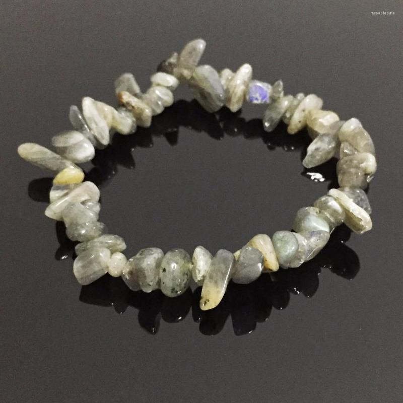 

Strand Reiki Women Bracelets Male Healing Balance Natural Real Labradorite Gray Moonstone Chip Stone Beads Meditation Jewelry