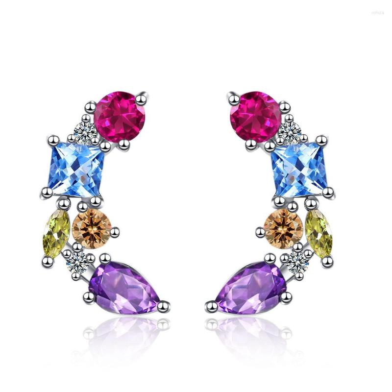 

Stud Earrings 2023 Fashion Colorful Zircon Ear Studs Europe And America Temperament Trendy Jewelry Cute/Romantic Gifts For Girls