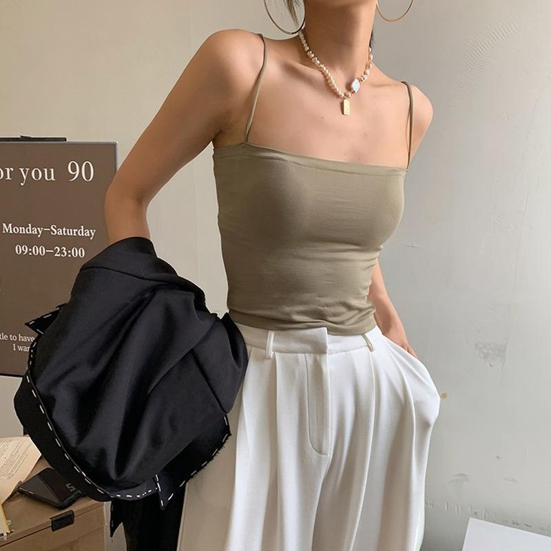 

Bustiers & Corsets Bottoming Solid Colors Sleeveless Camis Tube Top Women Simple Off Shoulder Thin Strap Tanks Tops Sexy Lingerie Fit Camiso, Black
