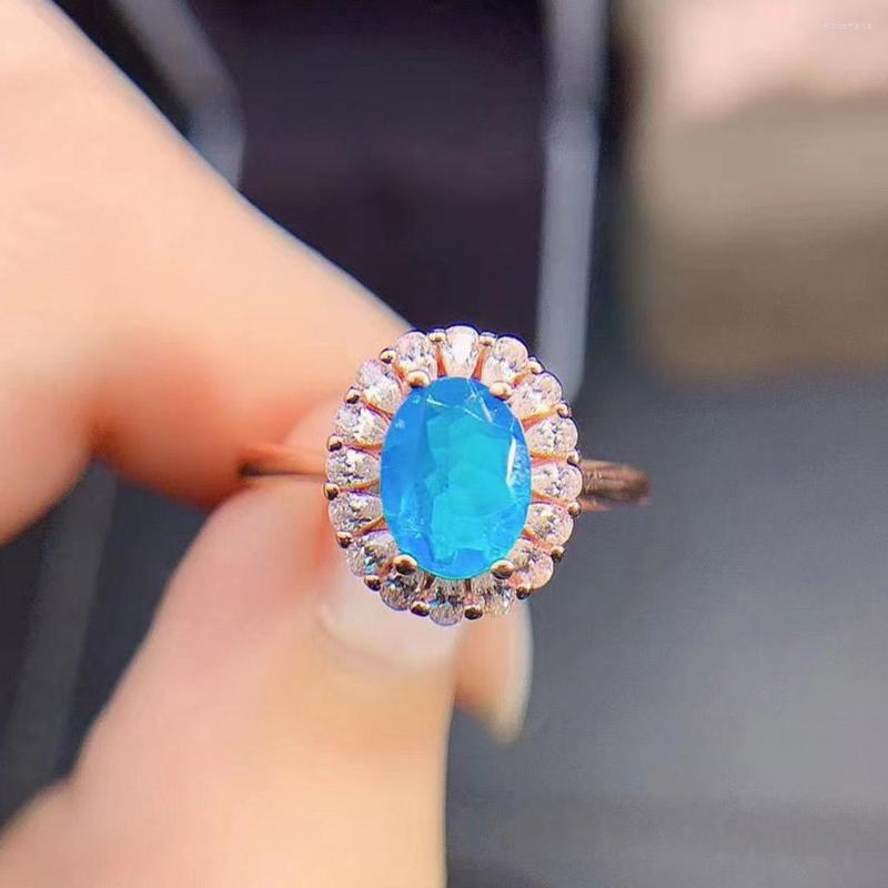 

Cluster Rings Ethiopian Blue Fire Opal Oval Birthstone Sterling Silver Ring Women Engagement Gift