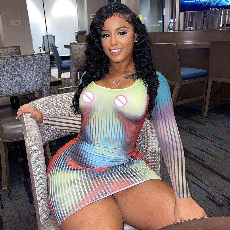 

Casual Dresses Women' Autumn Winter 2023 Fashion Personality Street Hipster Print Slim U Neck Long Sleeve Hip Wrap Dress, Multicolor