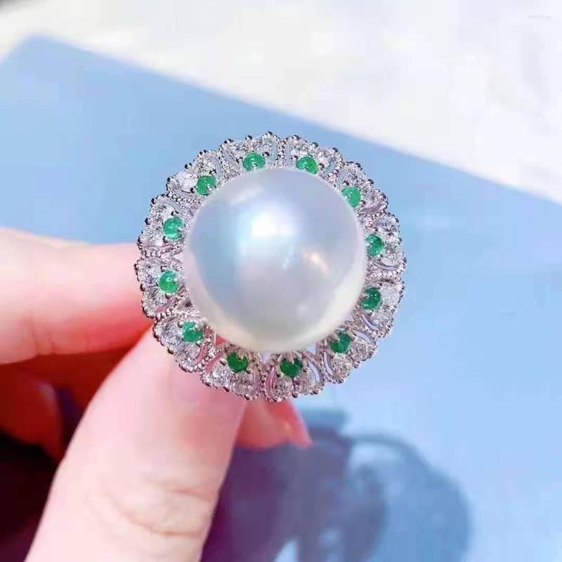 

Cluster Rings RY Solid 925 Sterling Silver Round 11-12mm Nature Fresh Water Edison White Pearls For Women Fine Birthday Presents