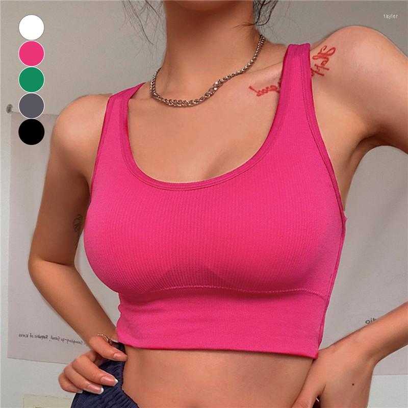 

Camisoles & Tanks Sexy Women's Sports Underwear Push-Up Bra Female Sportswear Bralette Yoga Fitness Top Seamless High Lmpact, Black