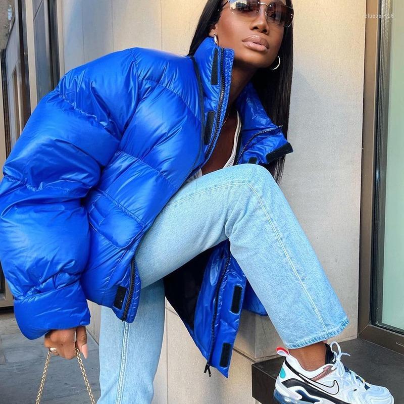 

Women' Jackets Neon Loose Jacket Autumn/Winter Thick Warm Top Street Cardigan Stand Collar Cotton Casual Wear Ladies Short, Orange