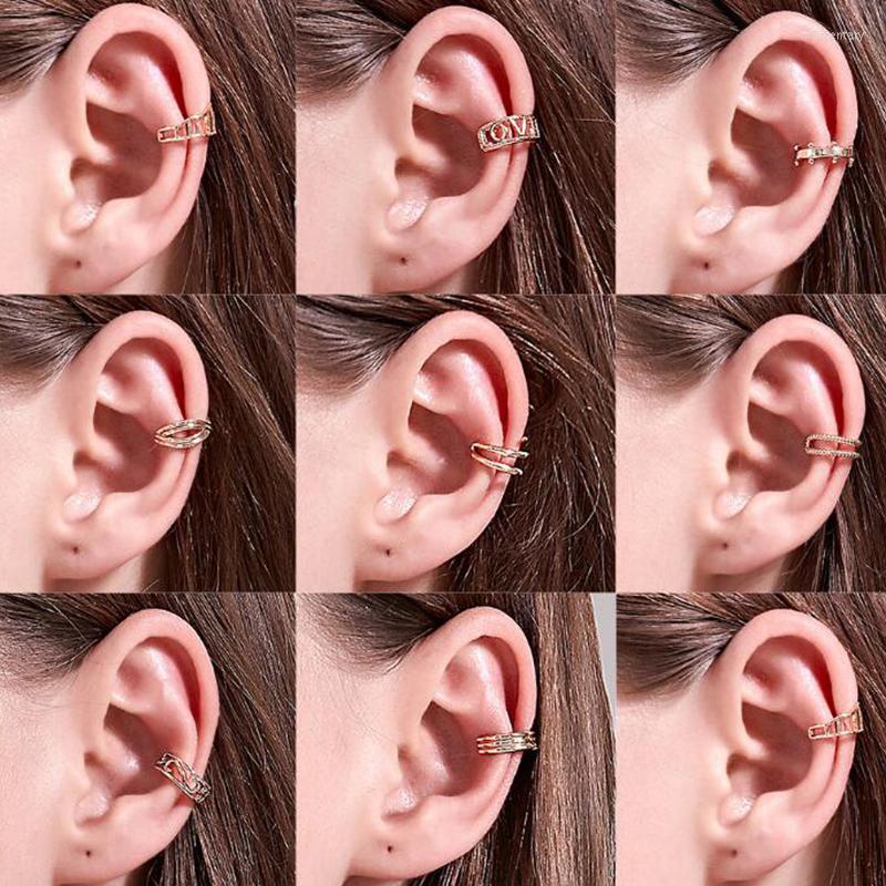

Backs Earrings Simple Metal Gold Color Ear Cuffs For Women Girls Geometric Clip On Earcuff U-shaped Non Pierced Cartilage