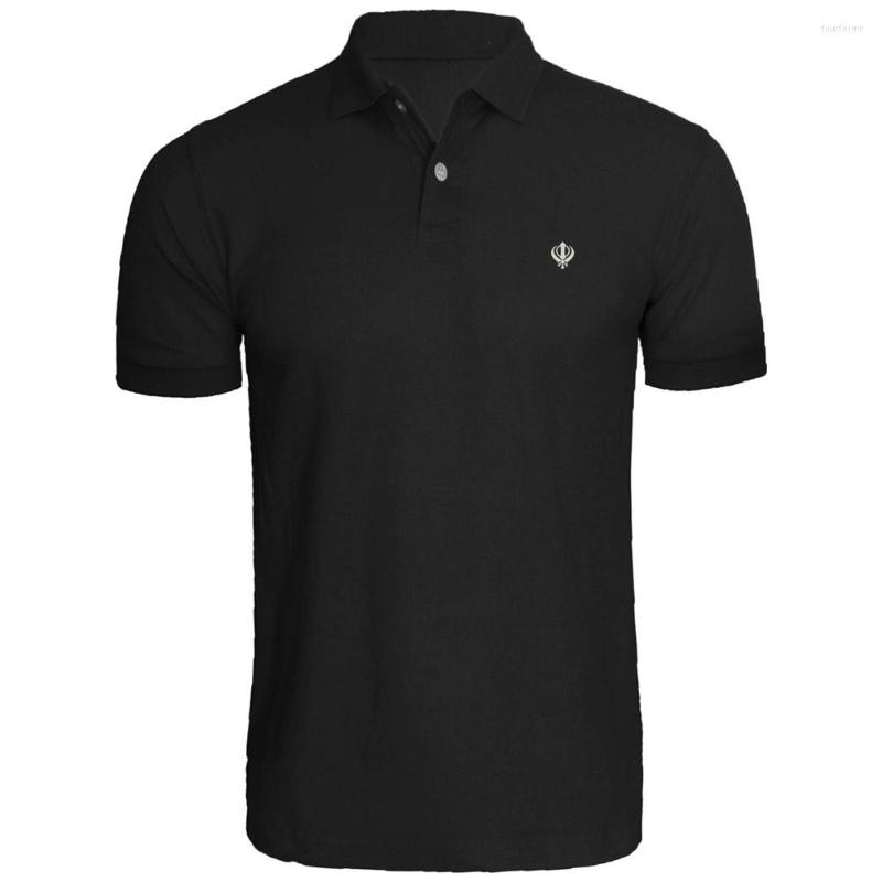 

Men' Polos Mens SIKH KHANDA SYMBOL Embroidery Embroidered Shirts, Gray