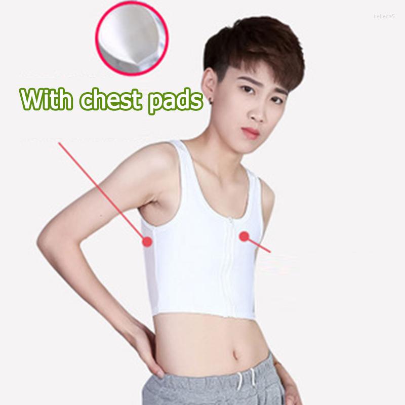 

Women' Shapers Seamless Summer Thin Tomboy Zip Up Elastic Chest Binder Breathable Nanomesh Slim Fit Tank Tops Shaper Flat Breast Les, White