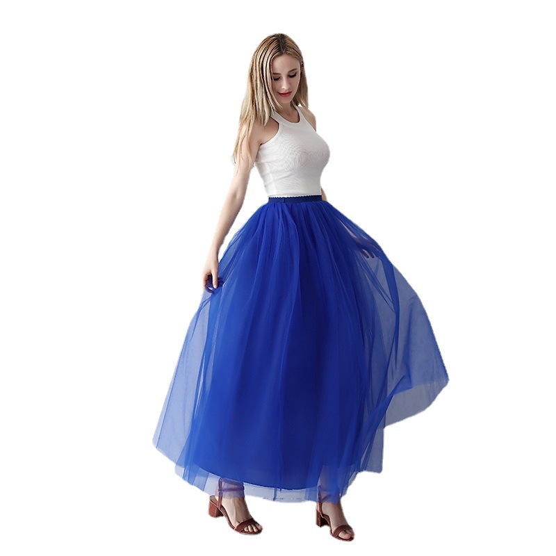 

gauze skirt European and American medium length gauze dress adult prom dress