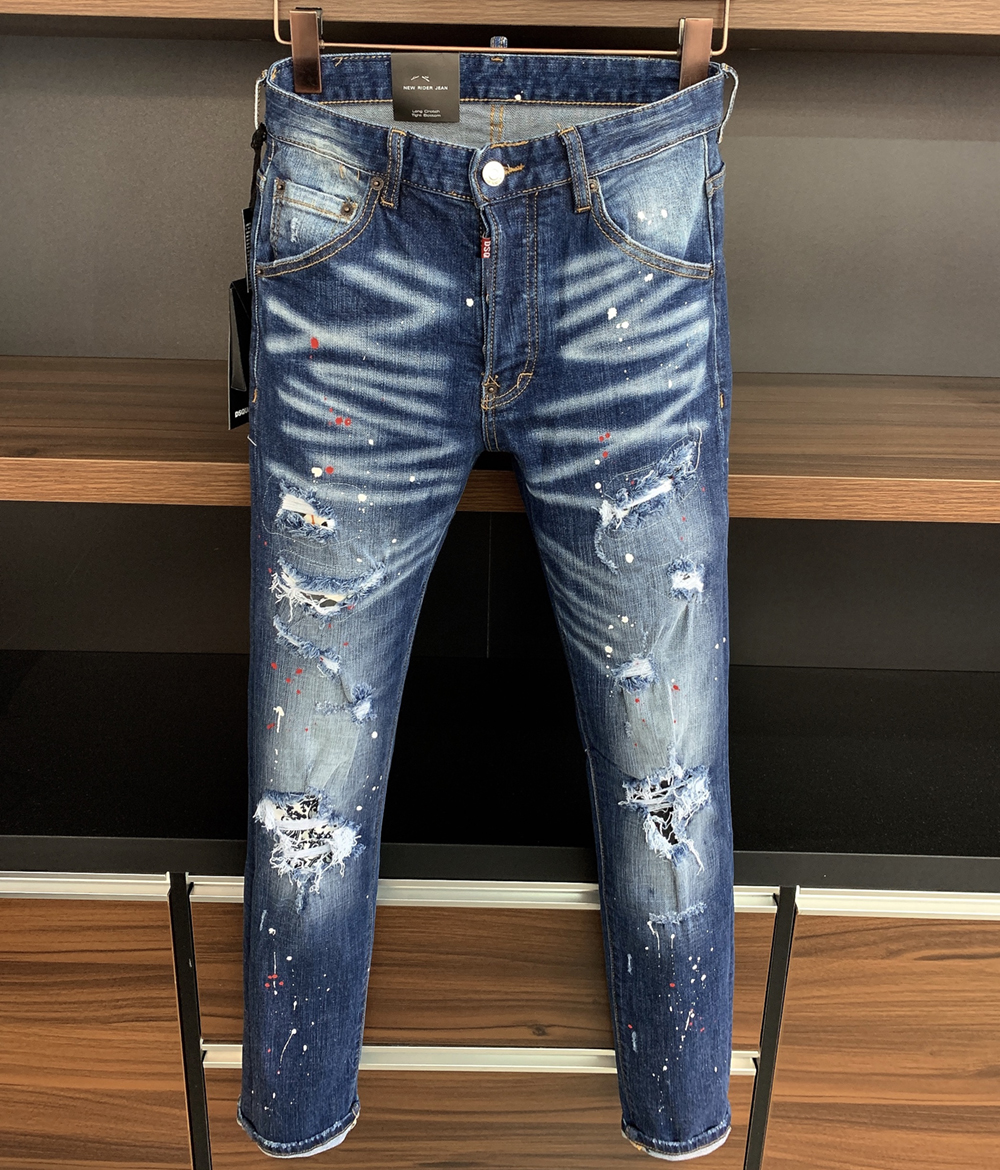 

DSQ COOLGUY JEANS Mens Luxury Designer Jeans Skinny Ripped Cool Guy Causal Hole Denim Fashion Brand Fit Jeans dsq2 Men Washed Pants 6279, 9713 blue