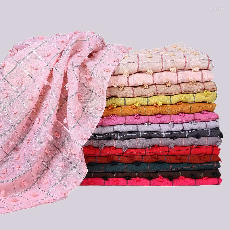 

Ethnic Clothing 80 178cm Muslim Cotton And Linen Grid Hijab Shawls Scarf Women Head Wraps Hijabs Scarves Ladies Foulard Femme Veil